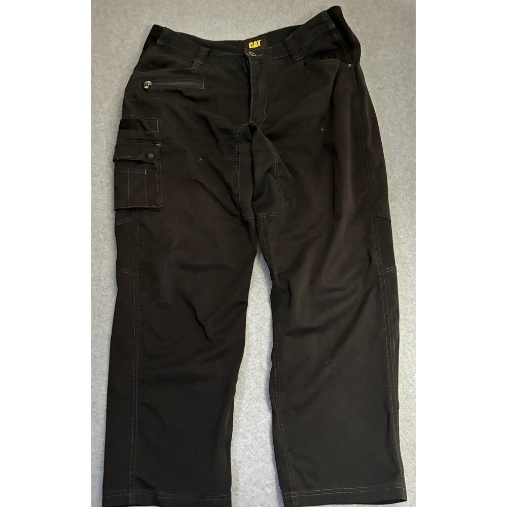CAT Caterpillar Work Pants Mens 38x32 Black Utility Cargo Carpenter Stretch